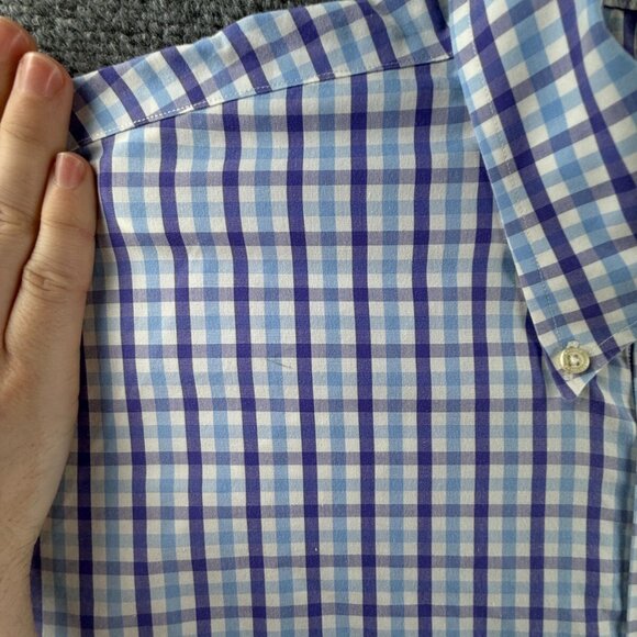 Brooks Brothers 2XL Slim Fit Button Up Shirt Men Purple Blue Non Iron Cotton - Picture 10 of 14